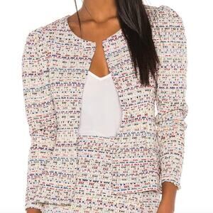 Song of Style Elma Rainbow Tweed Blazer Jacket Top Puff‎ Sleeve